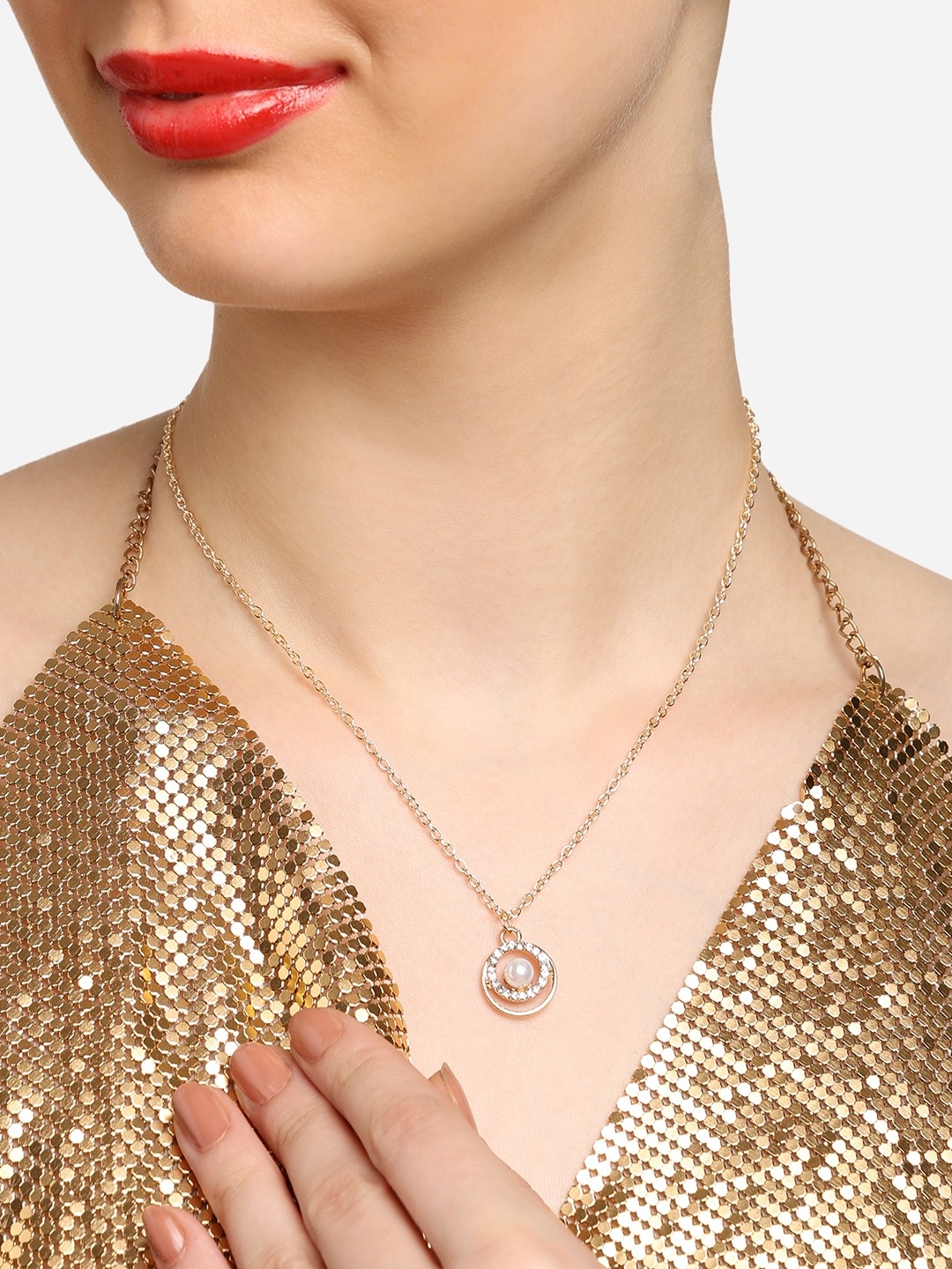 

Zaveri Pearls Gold-Plated Minimal Necklace
