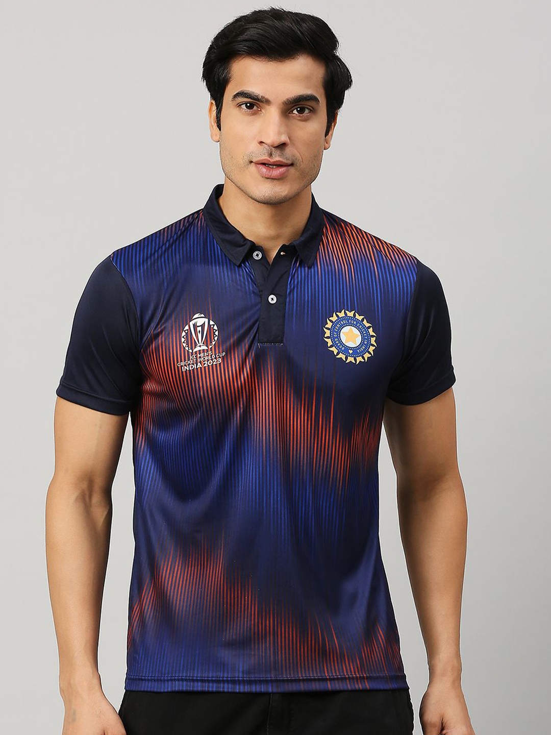 

FanCode Sports and Team Jersey Printed Polo Collar T-shirt, Navy blue