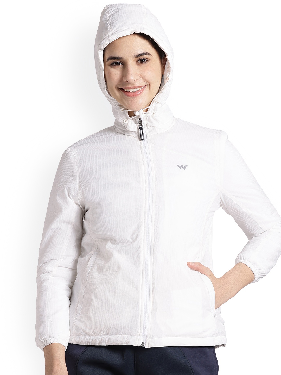 

Wildcraft Classic Jacquard Hooded Insulator Sports Jacket, White