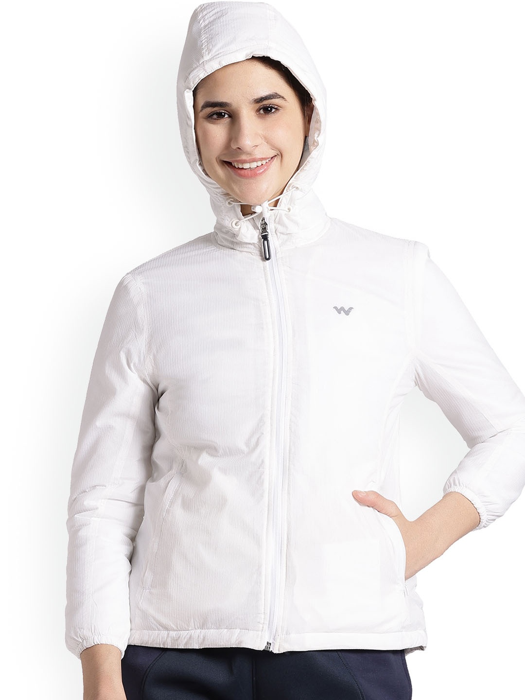 

Wildcraft Self Design Hooded Long Sleeves Insulator Anti Odour Padded Jacket, White