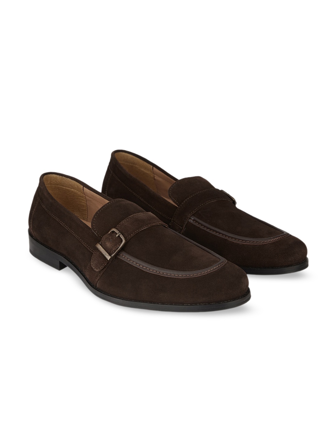 

HATS OFF ACCESSORIES Men Buckles Detailed Lightweight Leather Loafers, Coffee brown