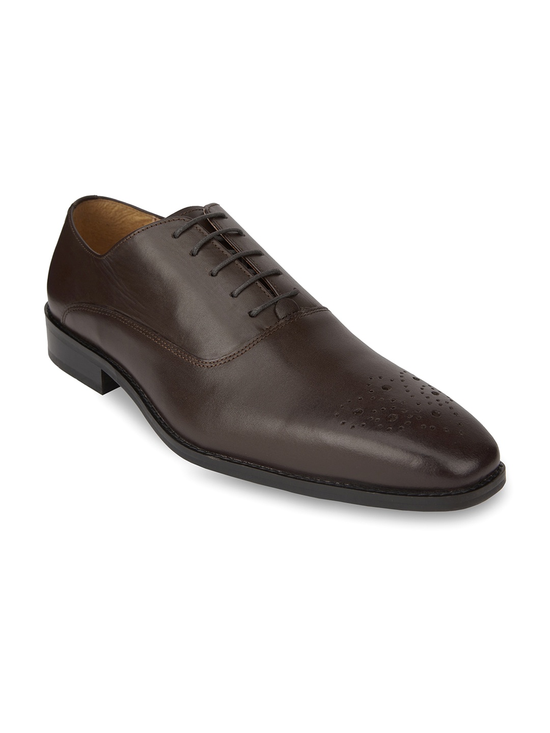 HATS OFF ACCESSORIES Men Perforated Genuine Leather Formal Oxfords, Brown
