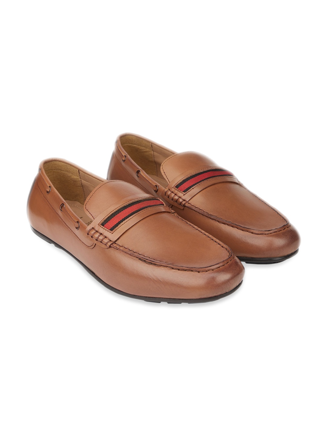 

HATS OFF ACCESSORIES Men Striped Lightweight Leather Loafers, Tan