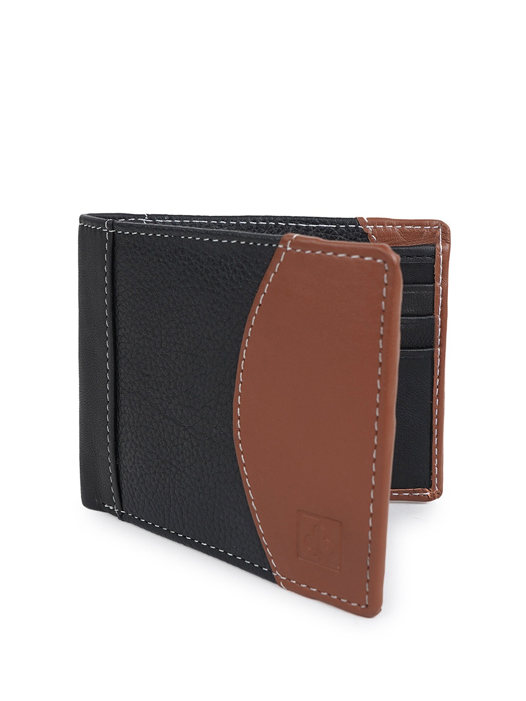 

CIMONI Men Colourblocked Leather Two Fold Wallet, Black
