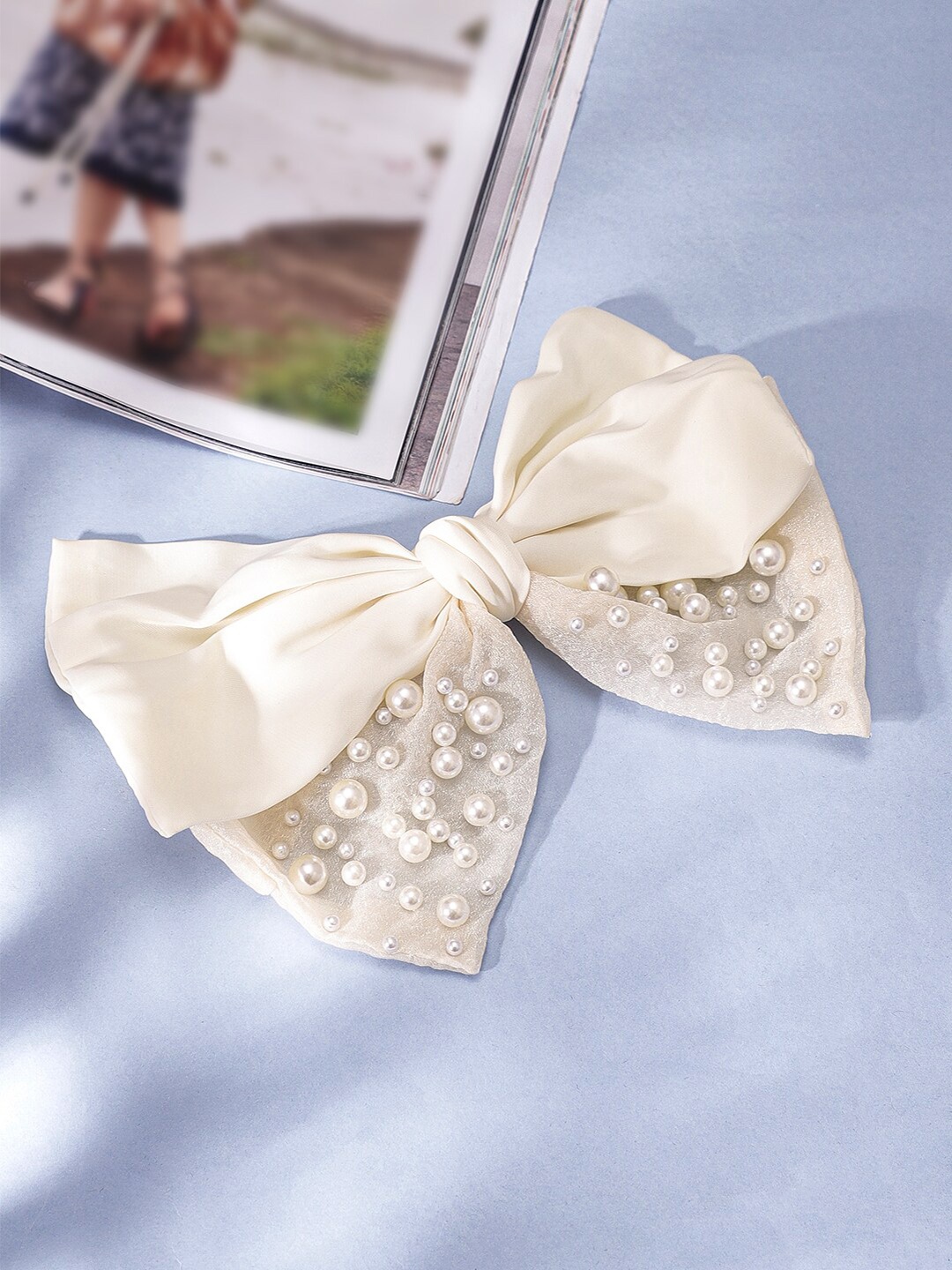 

Rubans Embellished French Barrette, Cream