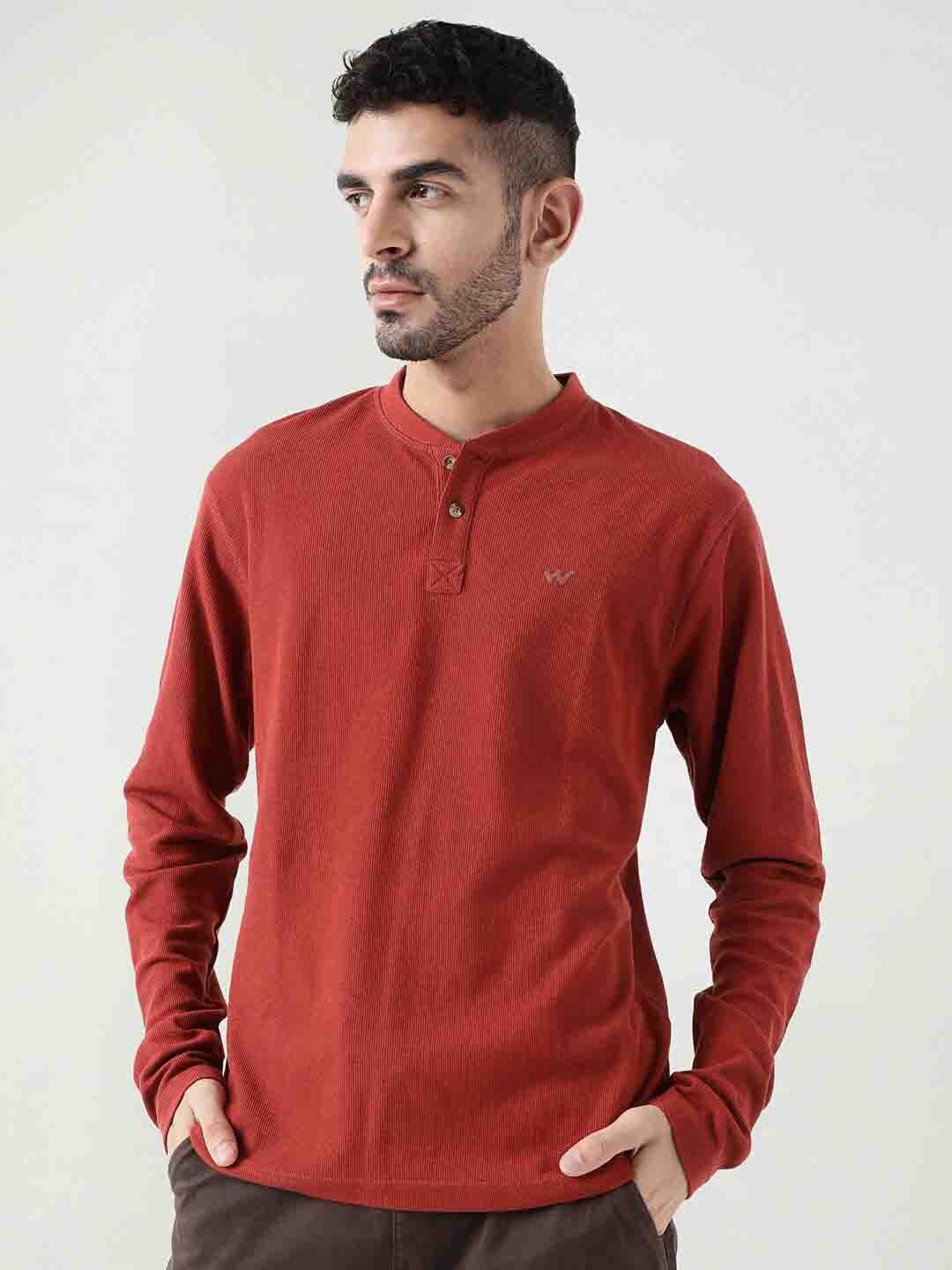 

Wildcraft Henley Neck Anti Odour Cotton T-shirt, Rust