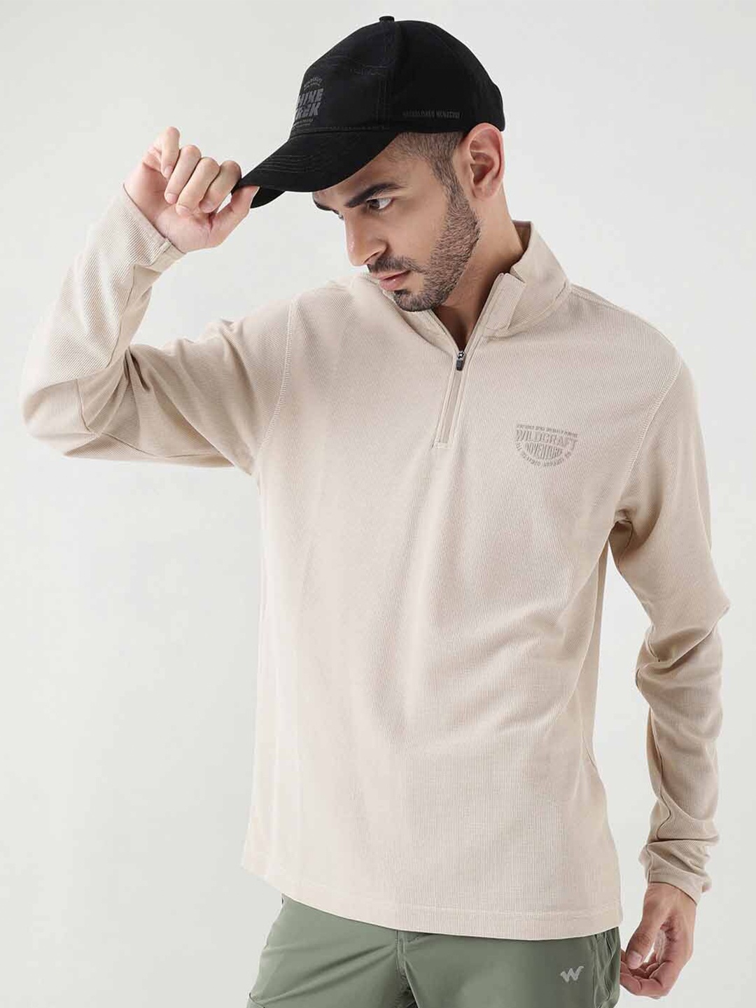 

Wildcraft Henley Neck Anti Odour Cotton T-shirt, Beige