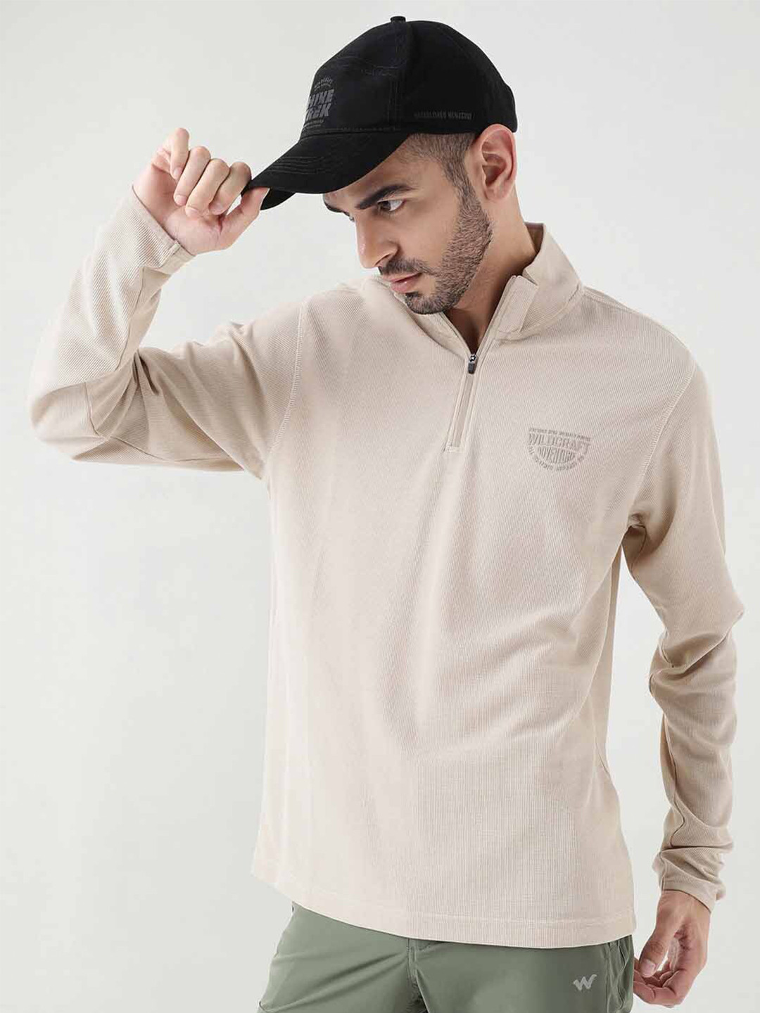 

Wildcraft High Neck Cotton Anti Odour T-shirt, Beige
