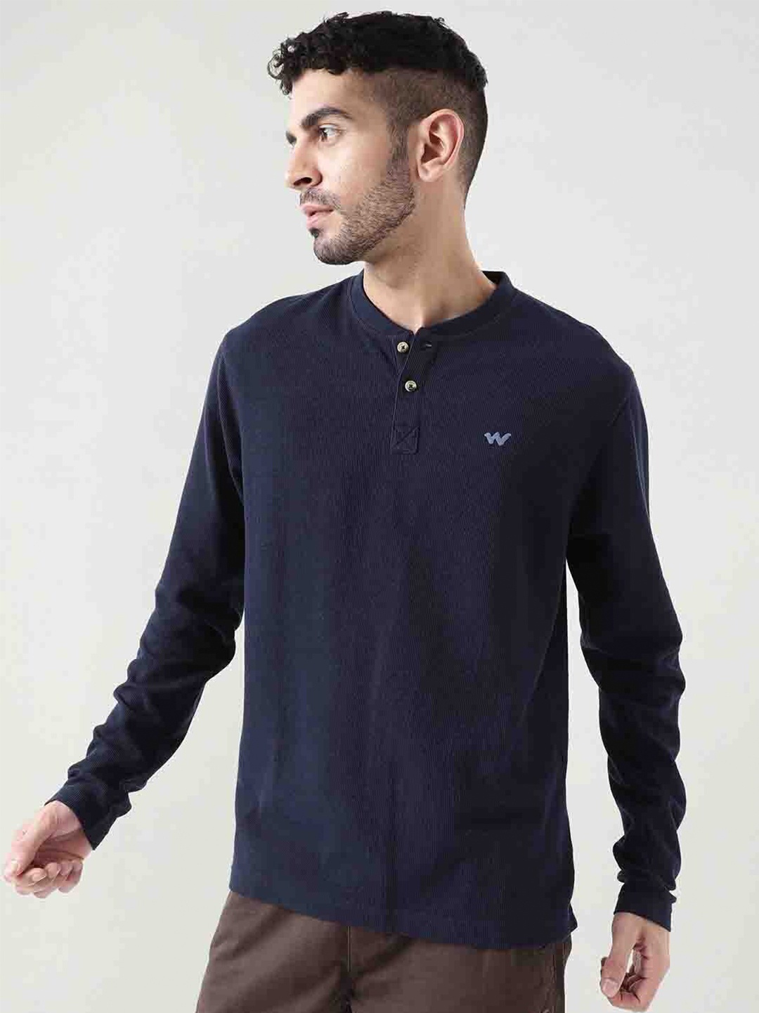 

Wildcraft Henley Neck Anti Odour Cotton T-shirt, Navy blue