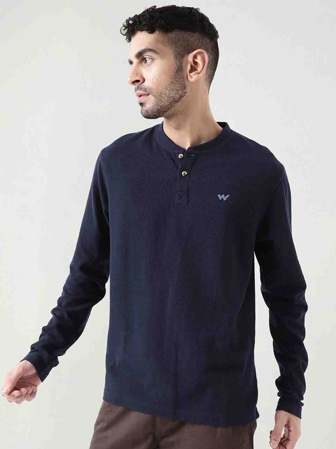 

Wildcraft Cotton Henley Neck Anti Odour T-shirt, Navy blue