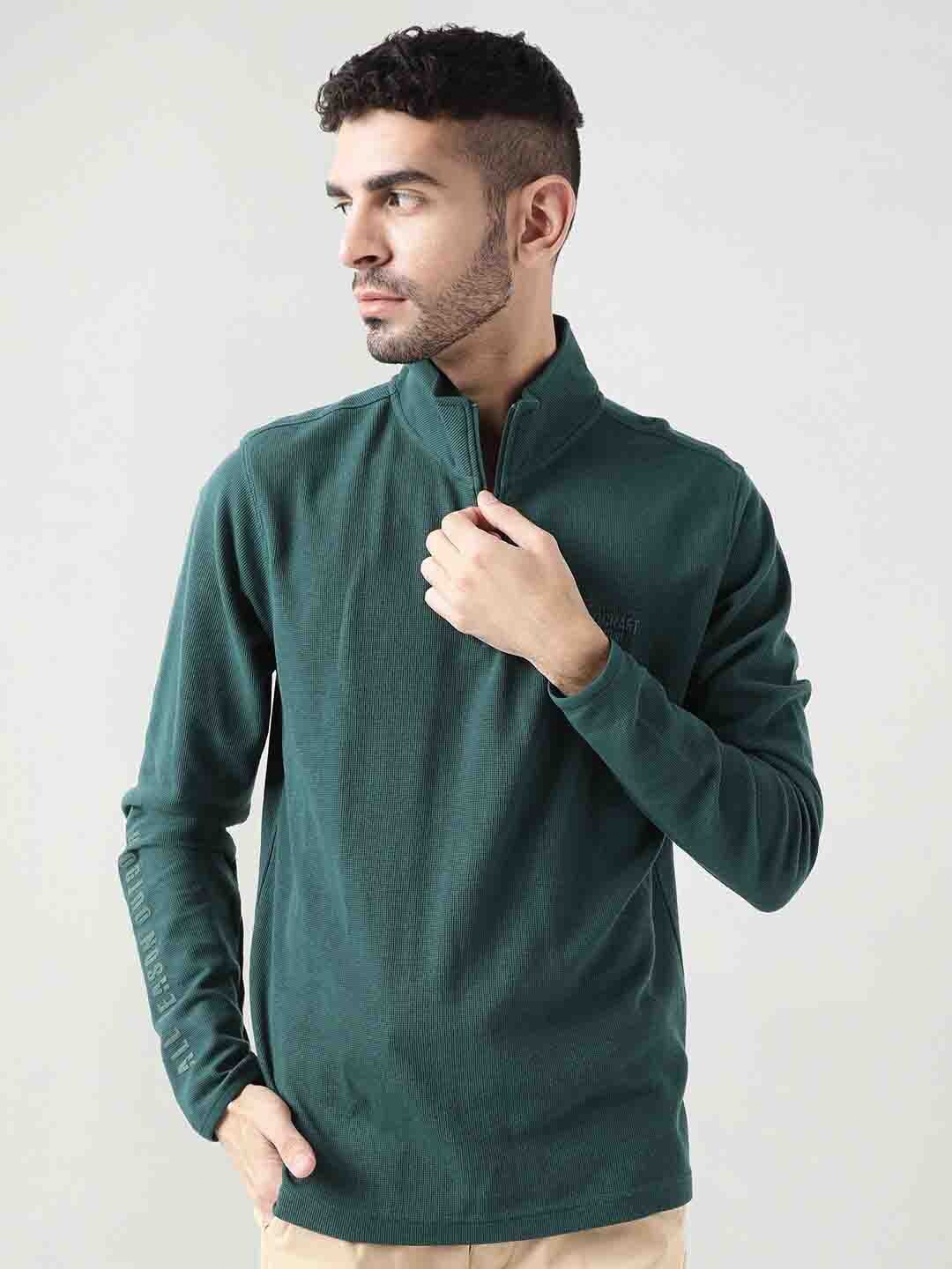

Wildcraft Textured Turtle Neck Anti Odour Regular Fit T-shirt, Green