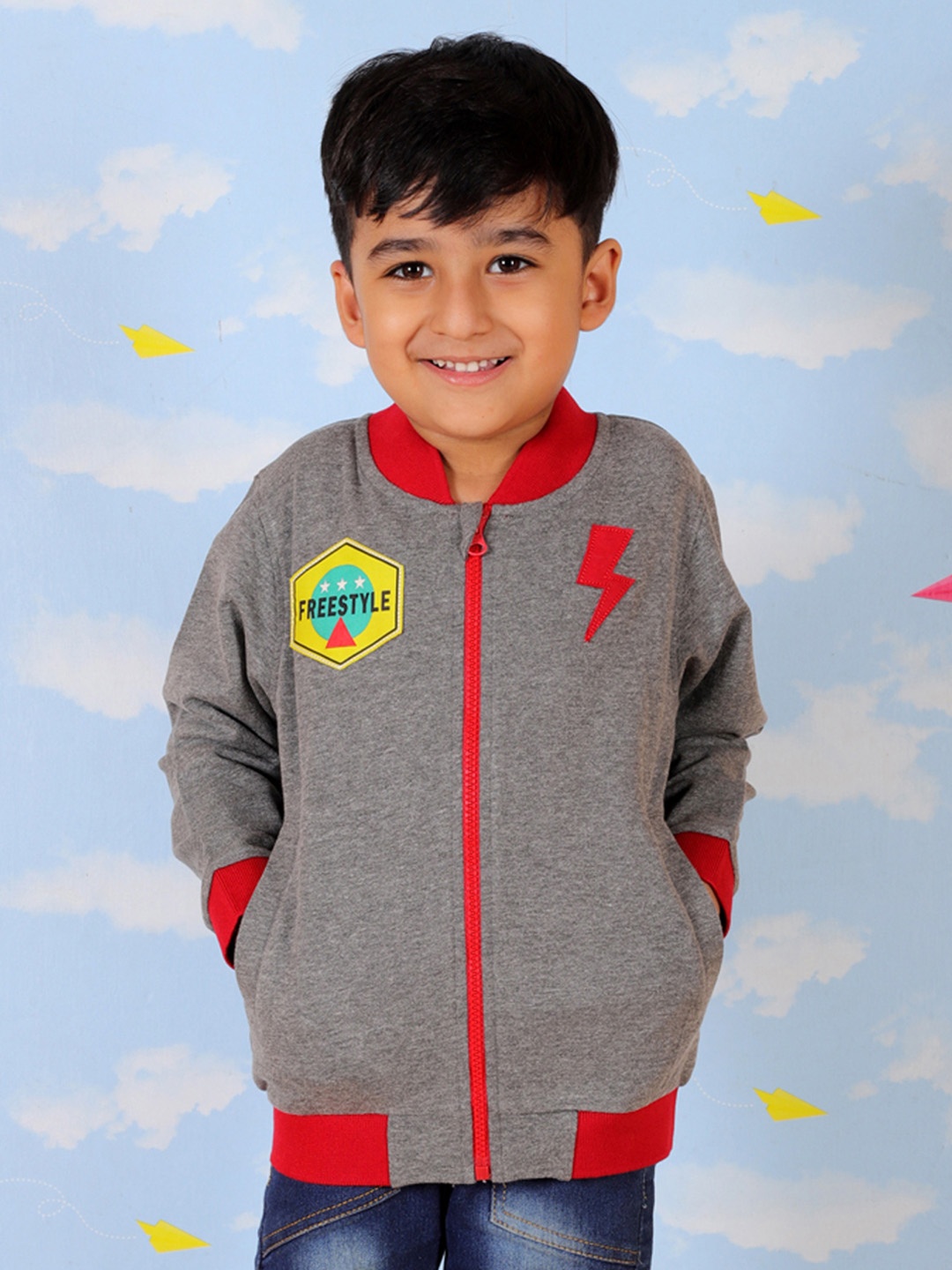 

The Mom Store Kids Skateboard Bomber Jacket, Grey