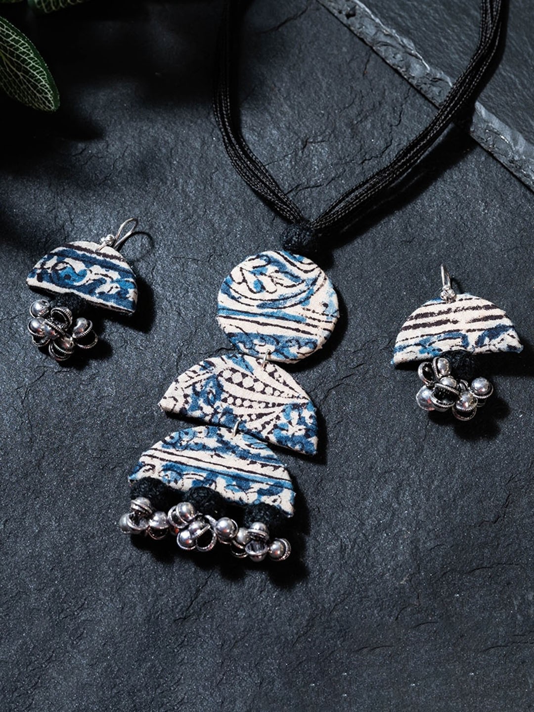 

ArtEastri Ghungroo Beaded Jewellery Set, Blue