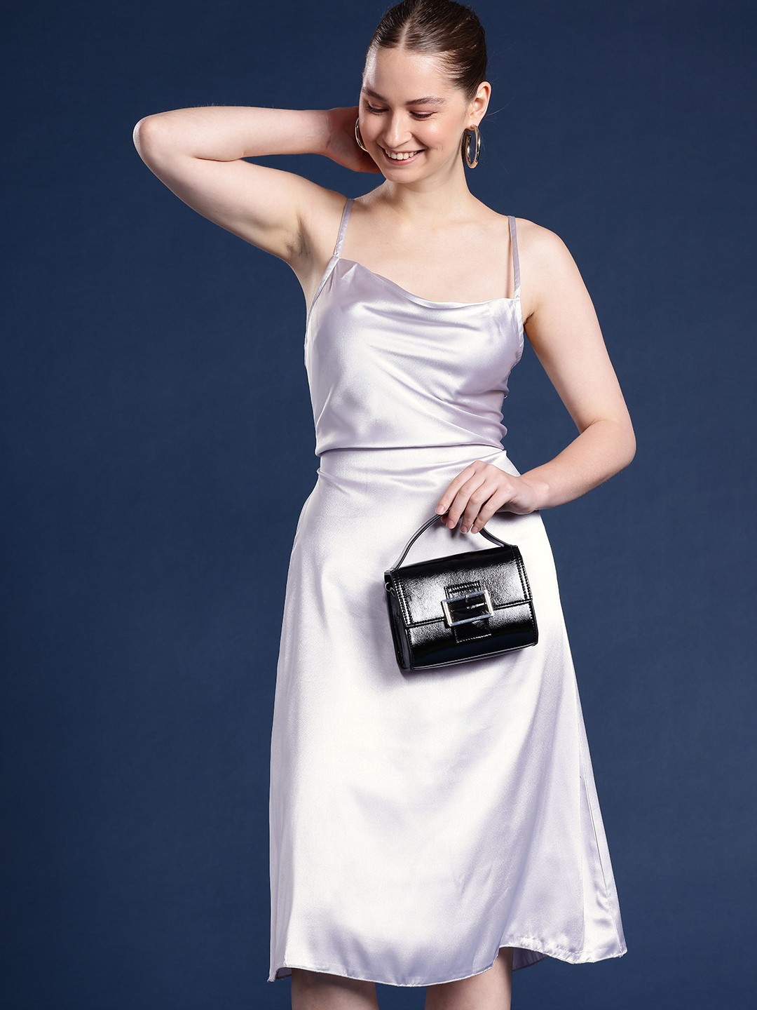 

Mast & Harbour Satin A-Line Midi Dress, Silver