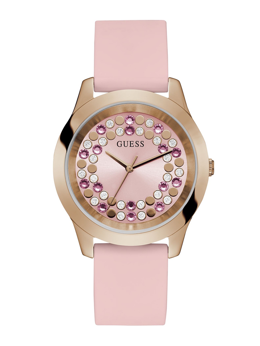 

GUESS Women Embellished Dial & Silicon Straps Digital Watch U1357L3M, Pink