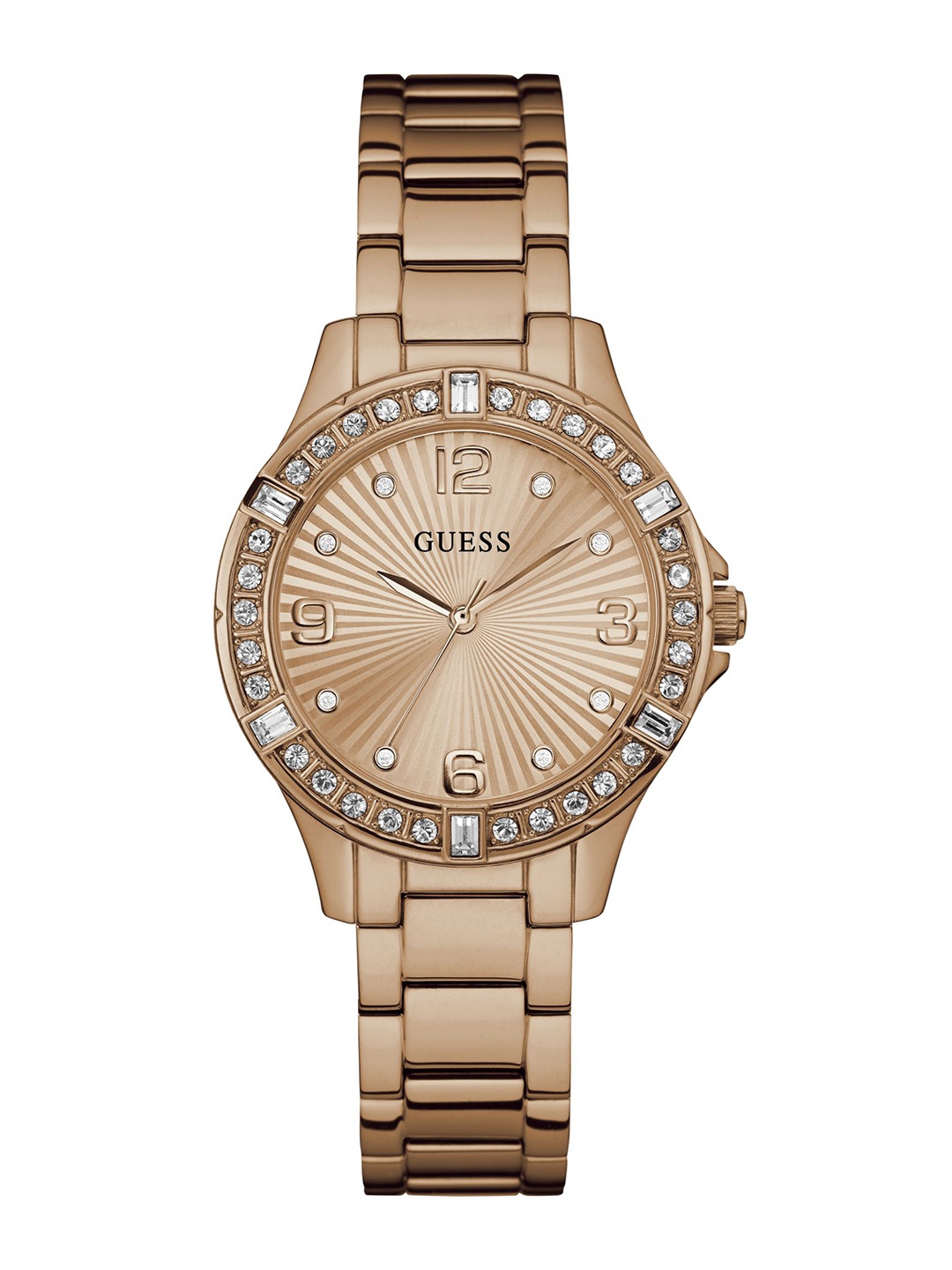 

GUESS Women Embellished Dial Bracelet Style Straps Analogue Watch U1349L3M, Rose gold