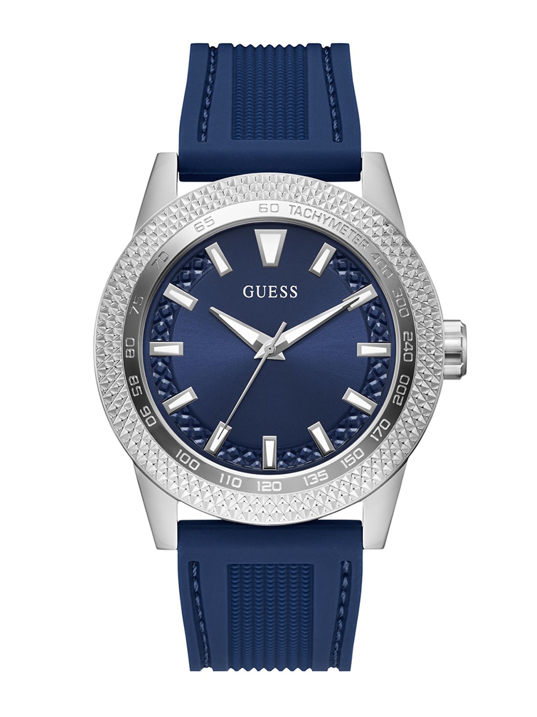 

GUESS Men Textured Dial & Blue Straps Analogue Watch U1397G1M
