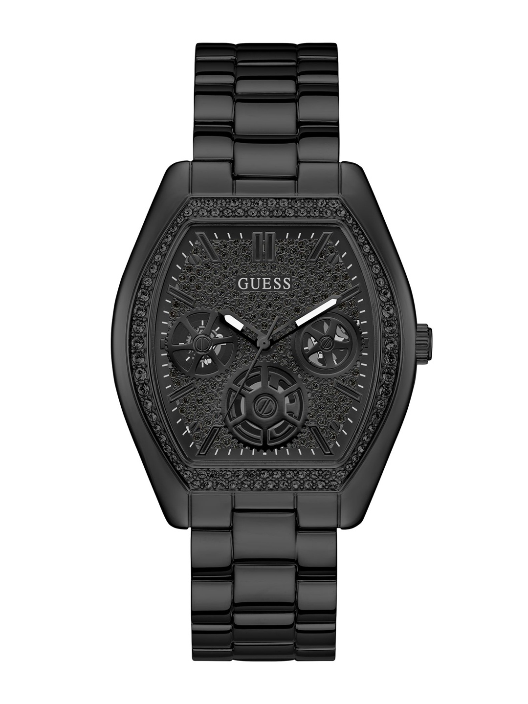 

GUESS Men Dial & Stainless Steel Bracelet Style Straps Analogue Watch U1396G3M, Black