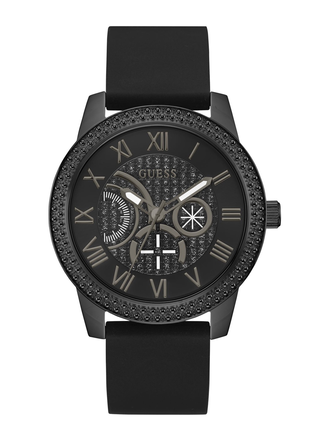 

GUESS Men Dial Straps Round Stainless Steel Analogue Watch U1378G2M, Black