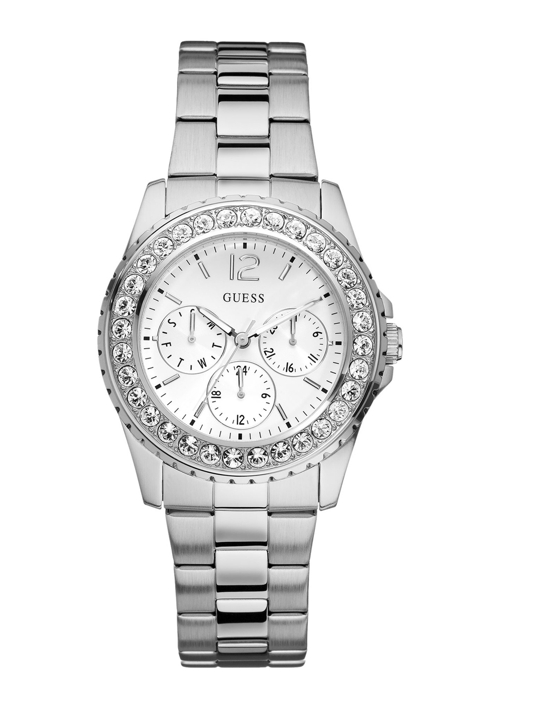 

GUESS Women Stainless Steel Bracelet Style Straps Analogue Watch U11052L1M, White