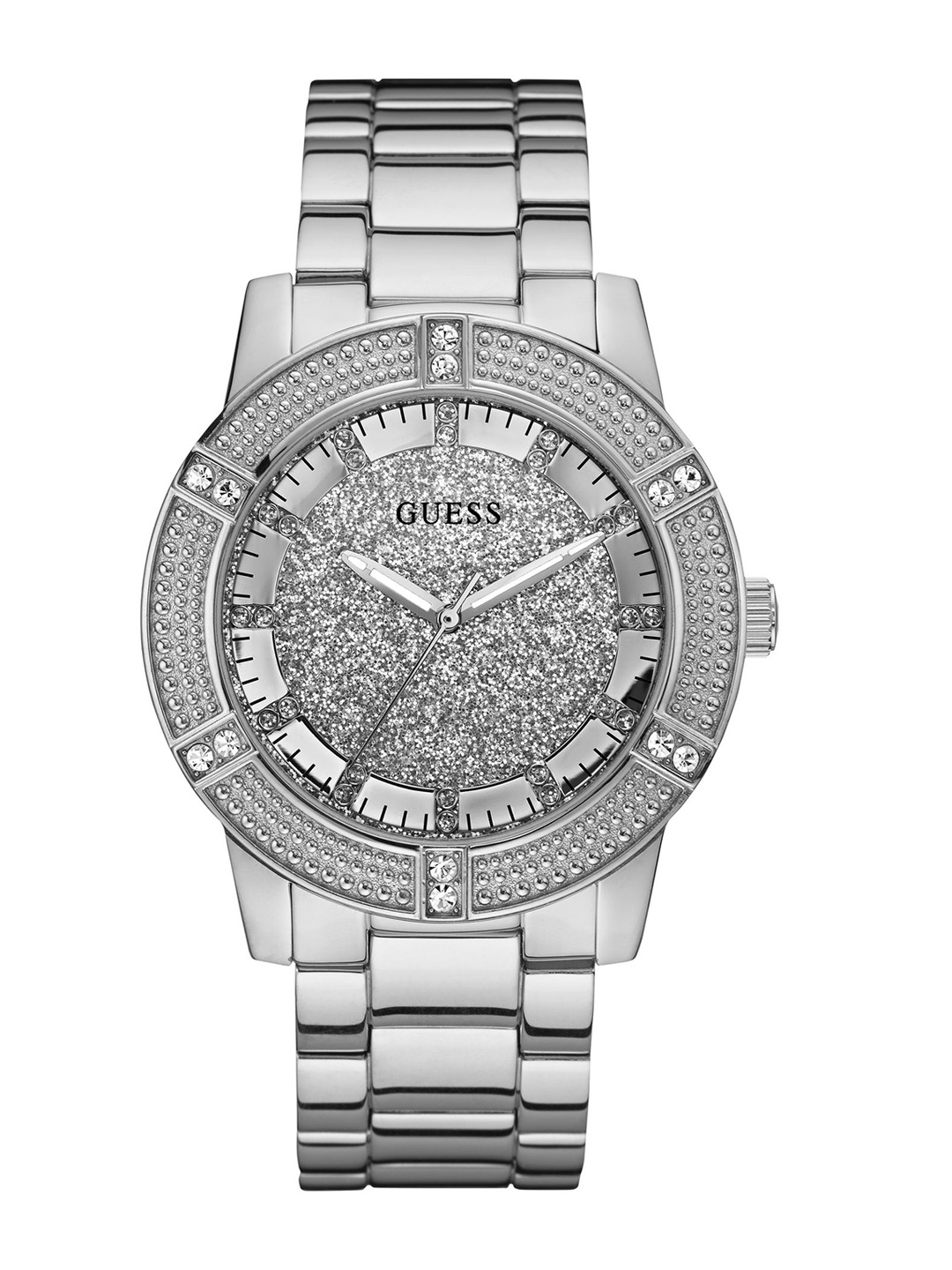 

GUESS Women Embellished Dial & Stainless Steel Straps Analogue Watch U1347L1M, Silver