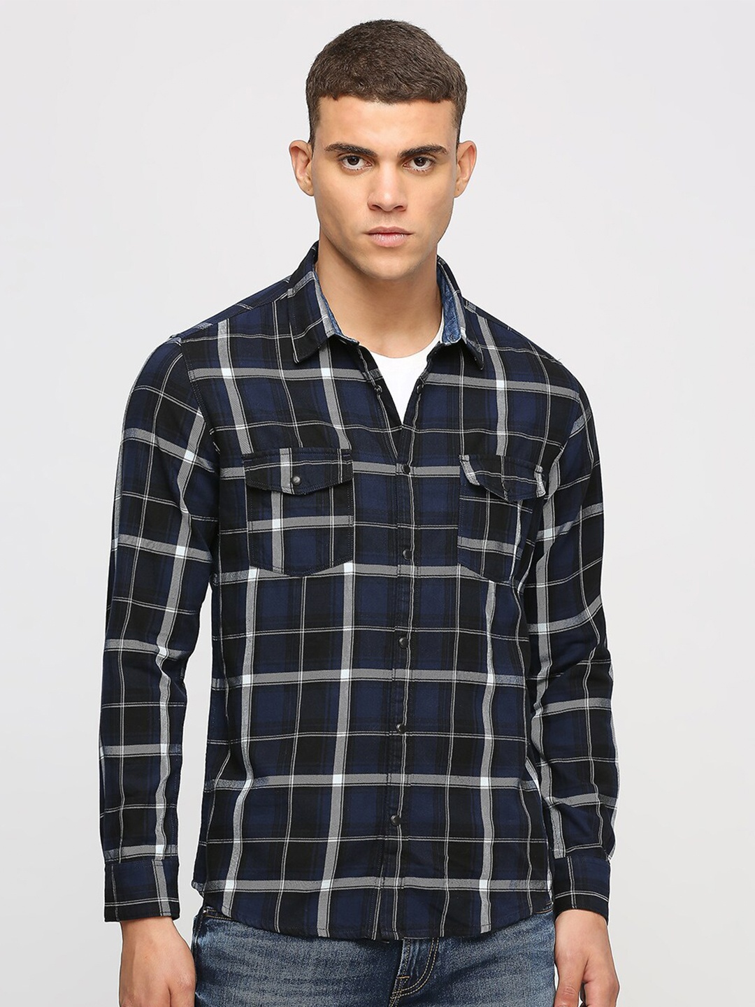 

Pepe Jeans Tartan Checked Pure Cotton Casual Shirt, Blue