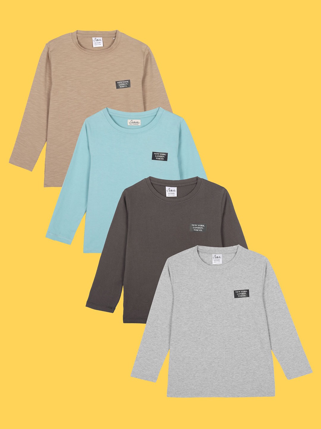 

Anthrilo Boys Pack Of 4 Cotton T-Shirt, Grey