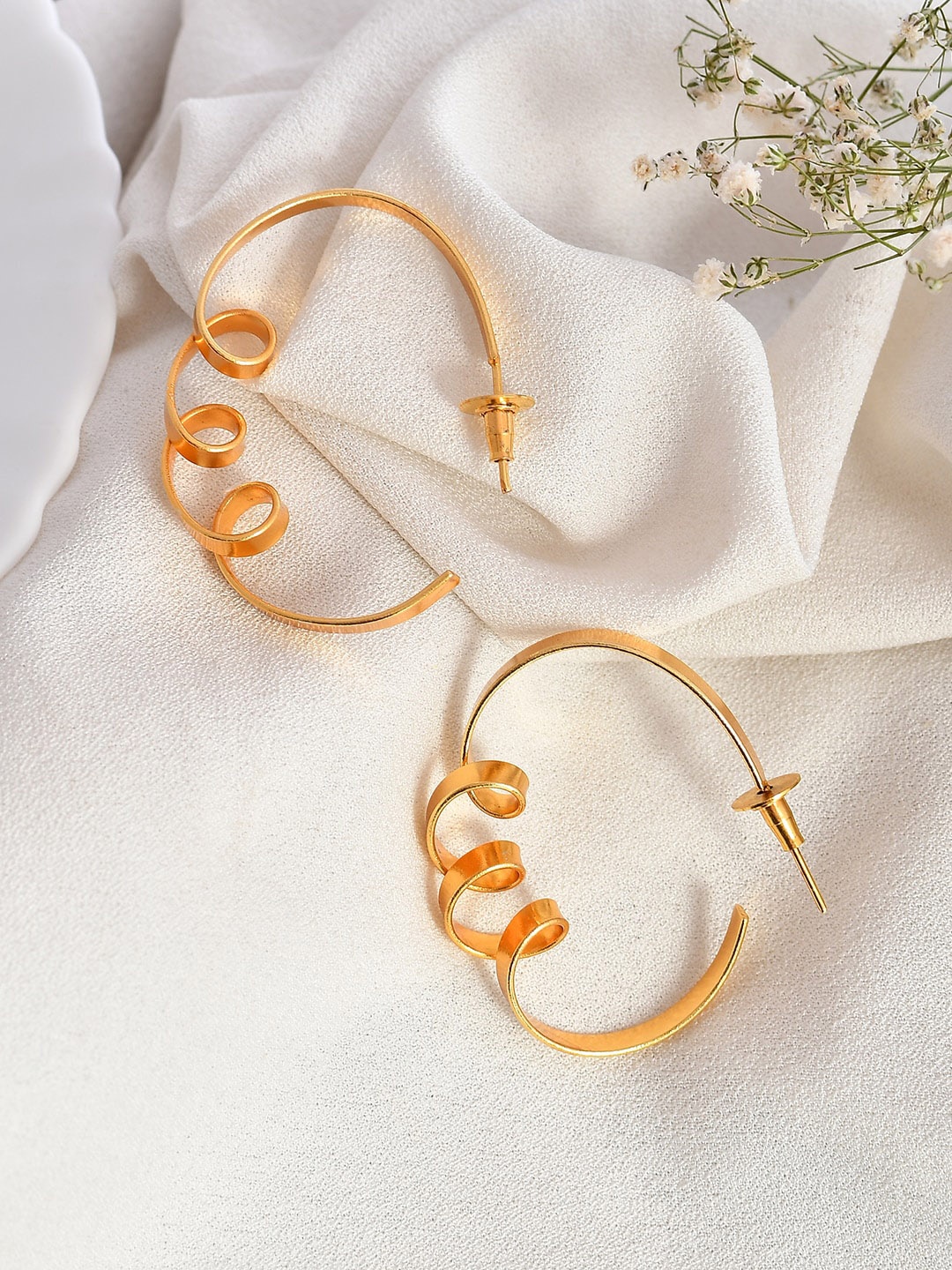 

Silvermerc Designs Gold Plated Contemporary Shaped Half Hoop Earrings
