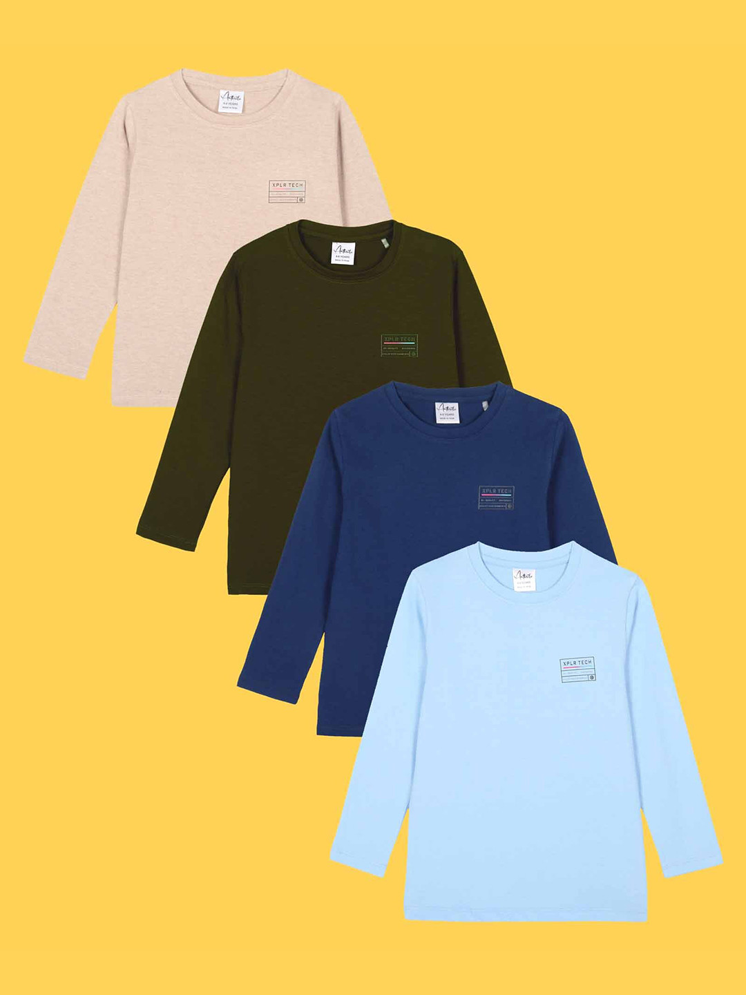 

Anthrilo Boys Pack of 4 Round Neck T-shirts, Blue