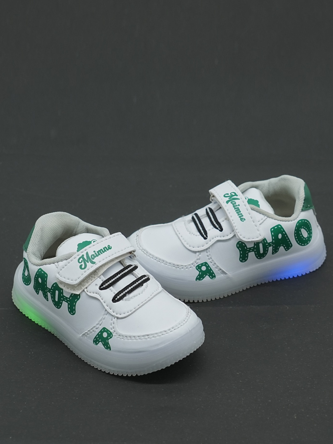 

FEETWELL SHOES Kids Printed LED Velcro Sneakers, White