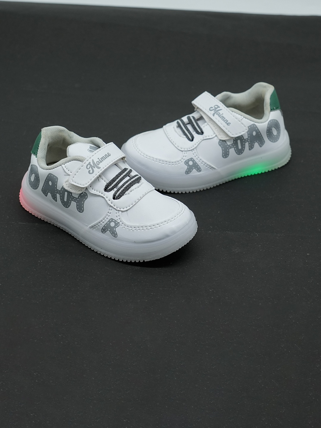 

FEETWELL SHOES Kids Printed LED Velcro Sneakers, White