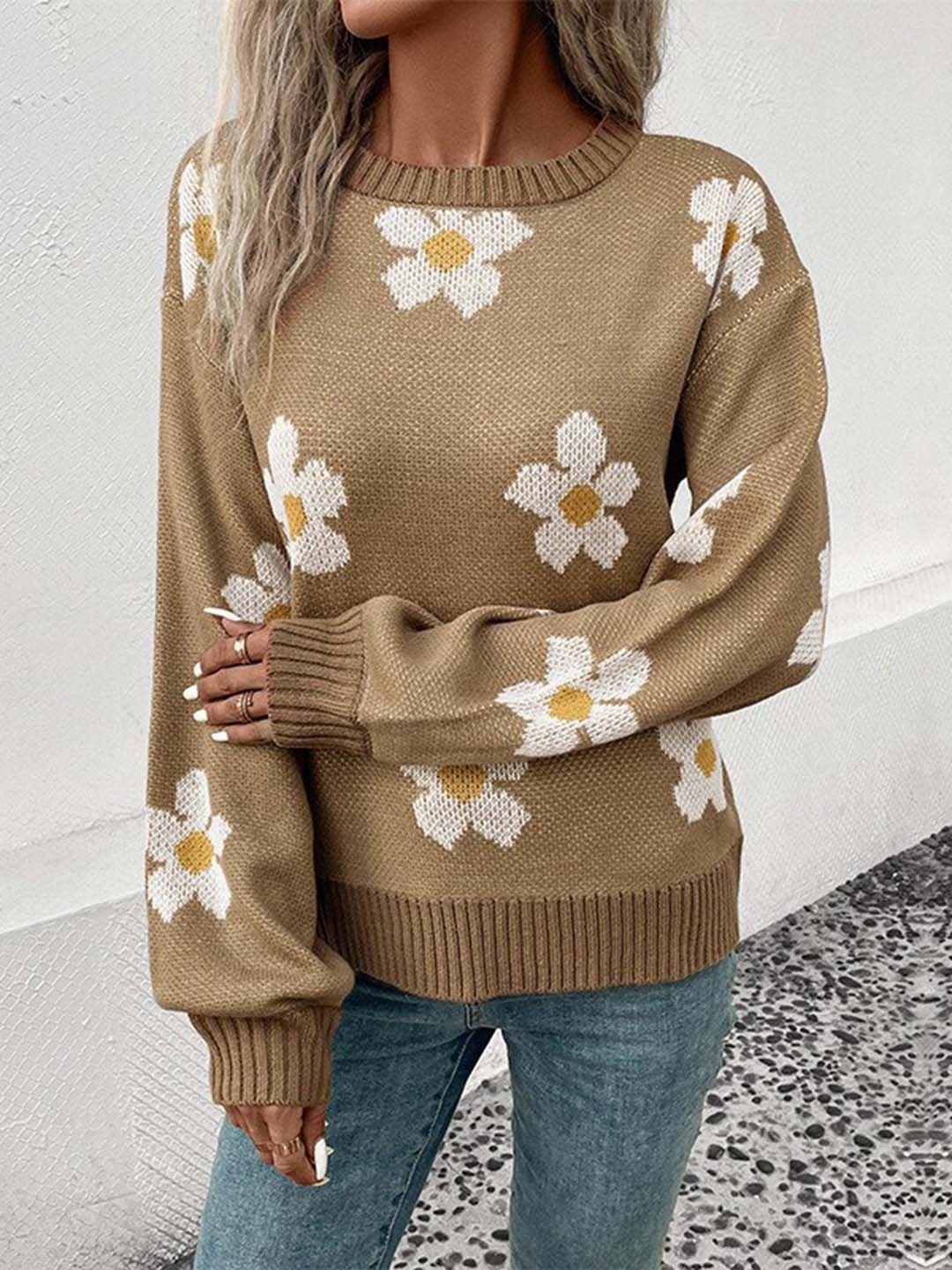 

StyleCast Floral Printed Pullover, Khaki