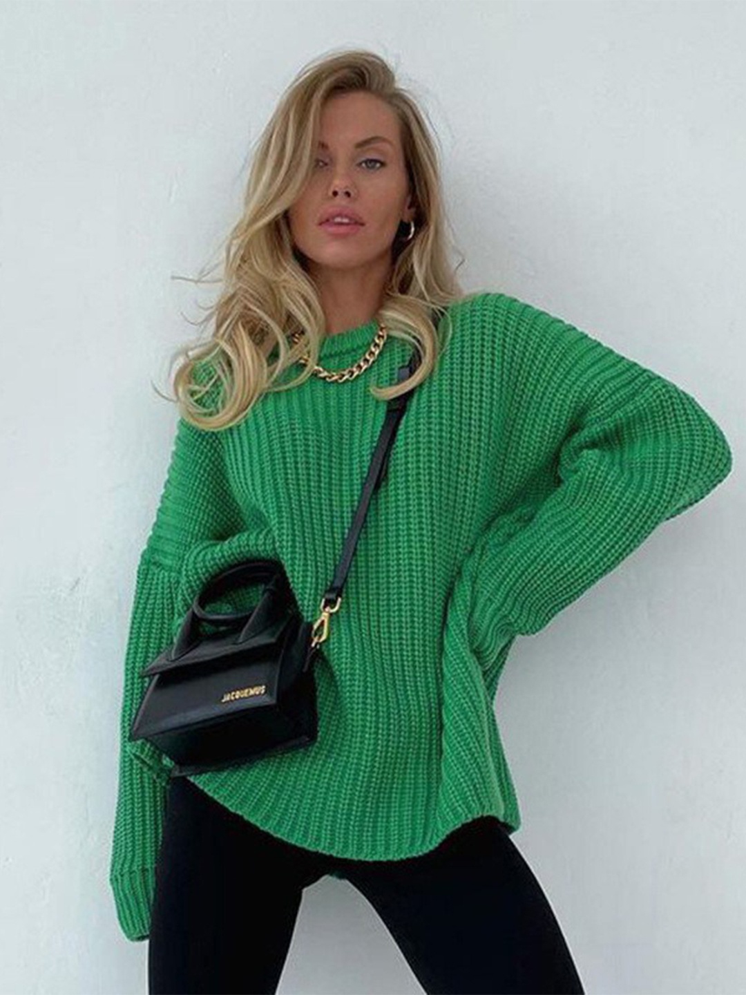 

StyleCast Cable Knit Oversized Pullover Sweater, Green