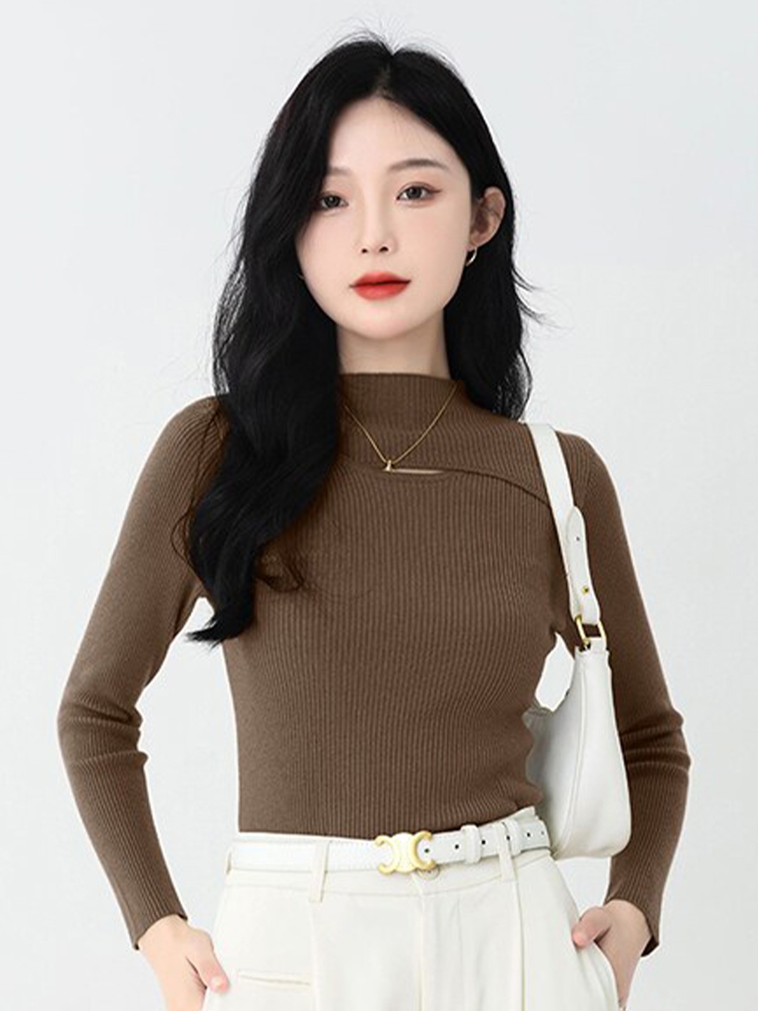 

StyleCast Brown High Neck Pullover