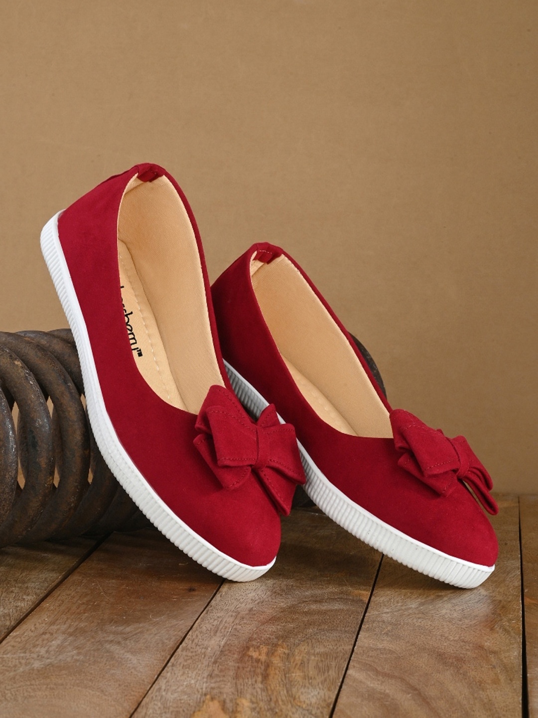 

DressBerry Red Slip-On Ballerinas With Bows