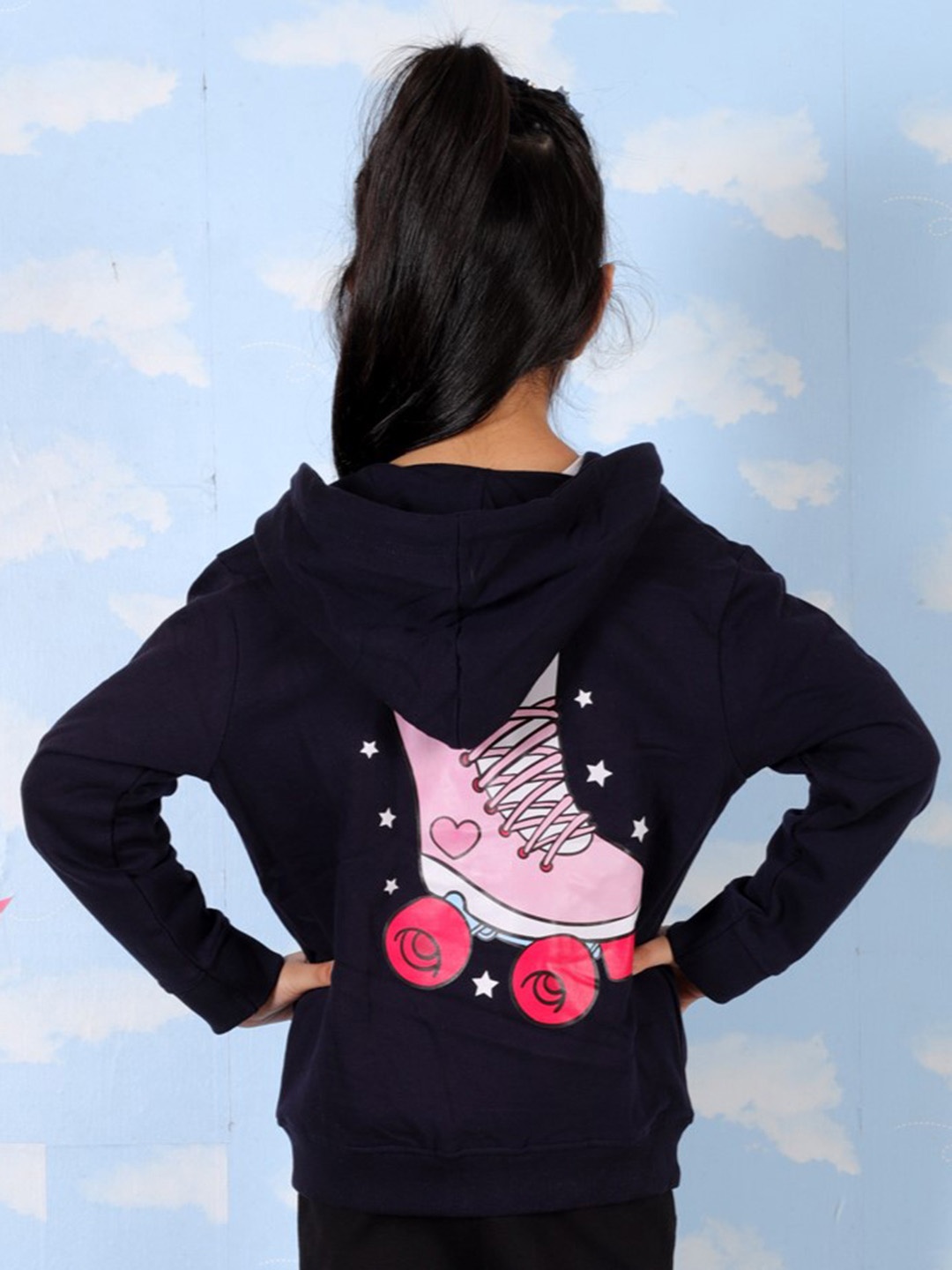 

The Mom Store Unisex Kids Graphic Printed Hooded Sweatshirt, Navy blue