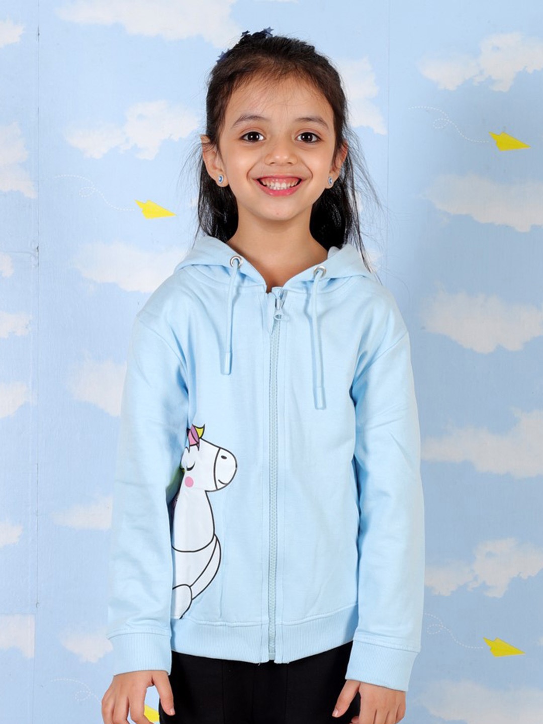 

The Mom Store Kids Unicorn Printed Hooded Sweatshirt, Blue
