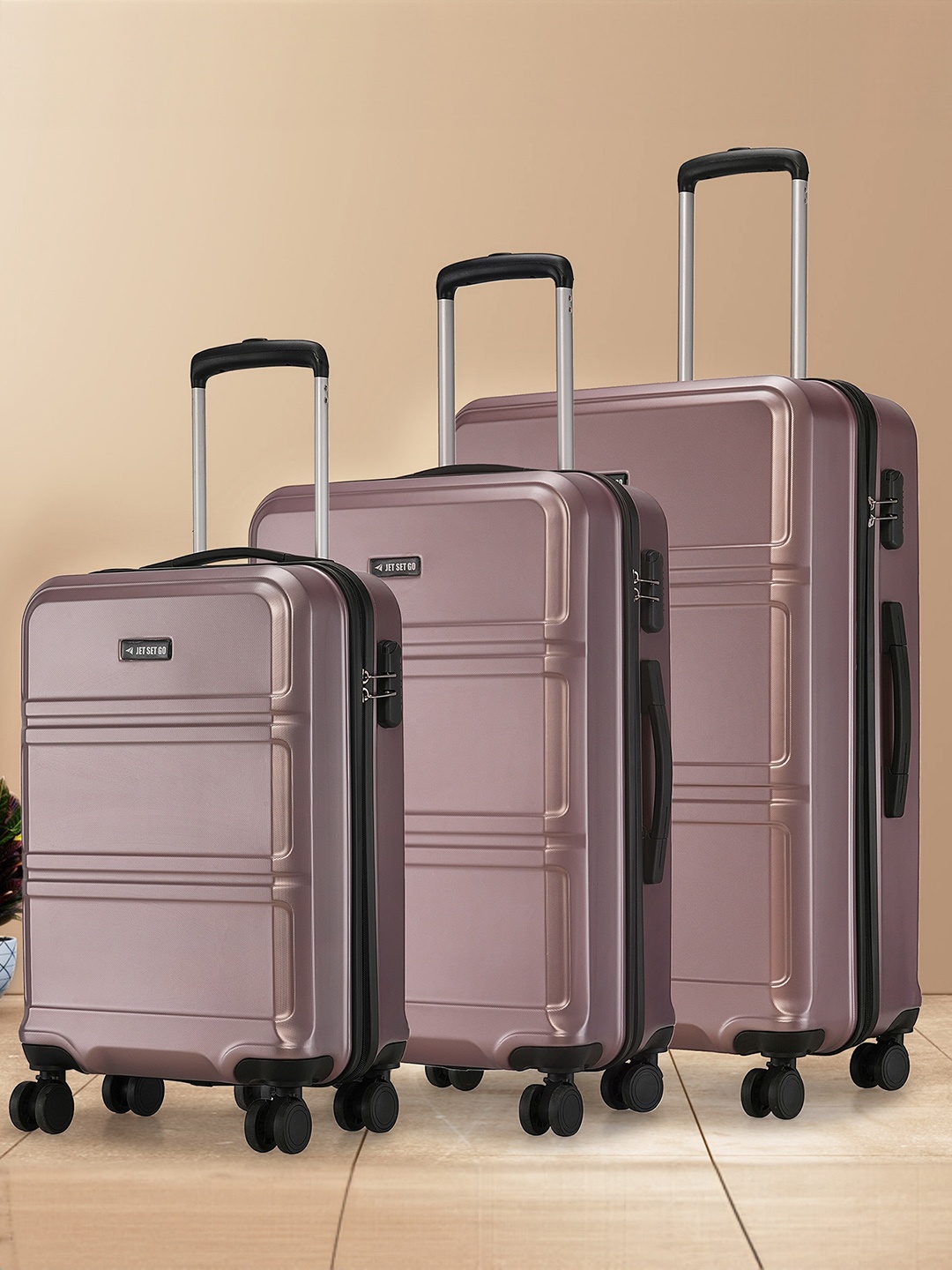 

Jet Set Go Dollar Set Of 3 Hard-Sided Trolley Bag, Rose gold
