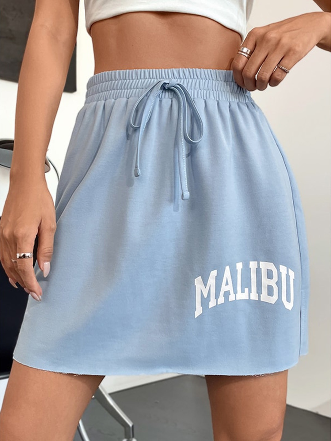 

StyleCast Blue Typography Printed Mini Skirt