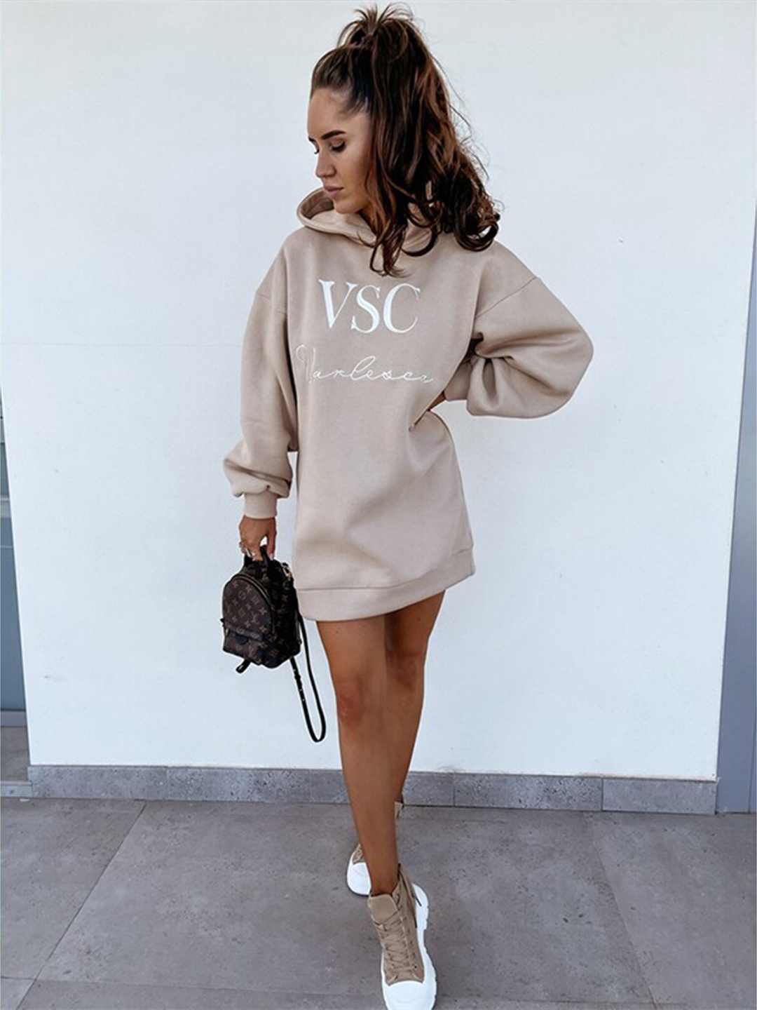 

StyleCast Printed Hooded Mini T-shirt Dress, Khaki