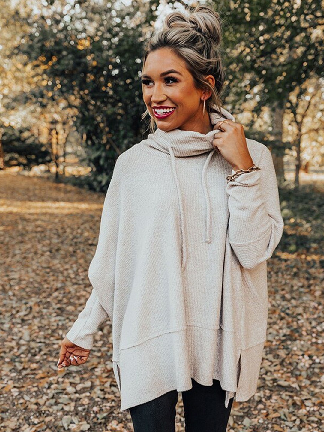 

StyleCast Detachable Hood Sweatshirt, Grey