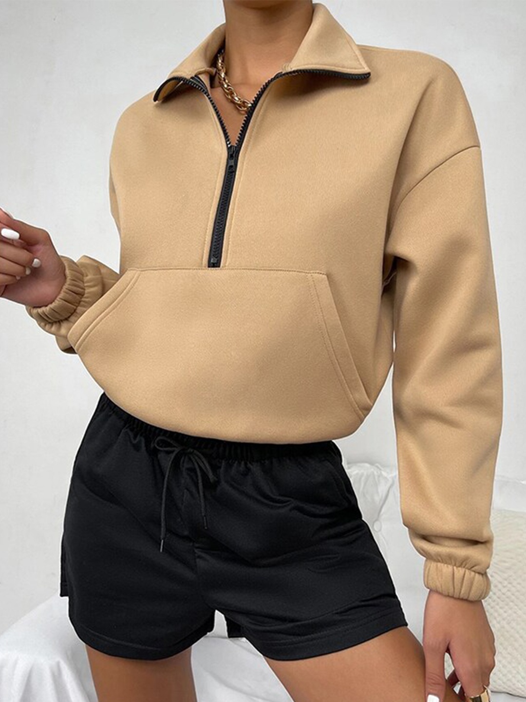 

StyleCast Khaki Shirt Collar Pullover