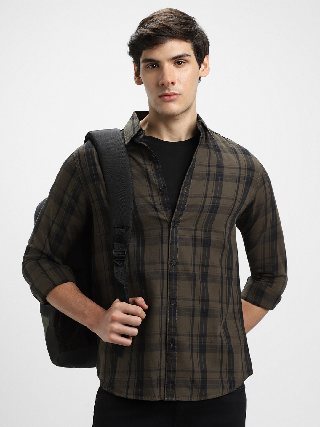 

Dennis Lingo Slim Fit Tartan Checked Casual Shirt, Khaki