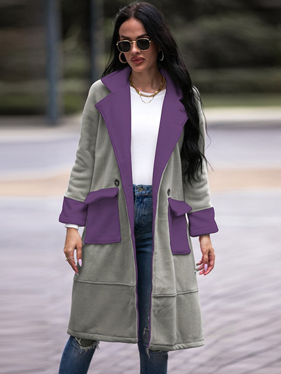 

StyleCast Grey Notched Lapel Overcoat