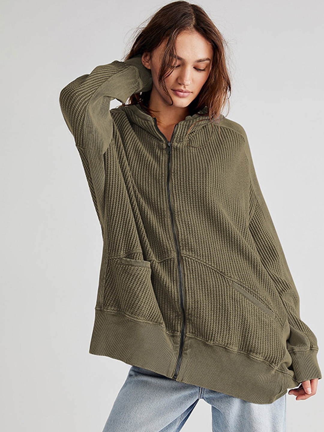 

StyleCast Green Hooded Long Sleeves Sweatshirt