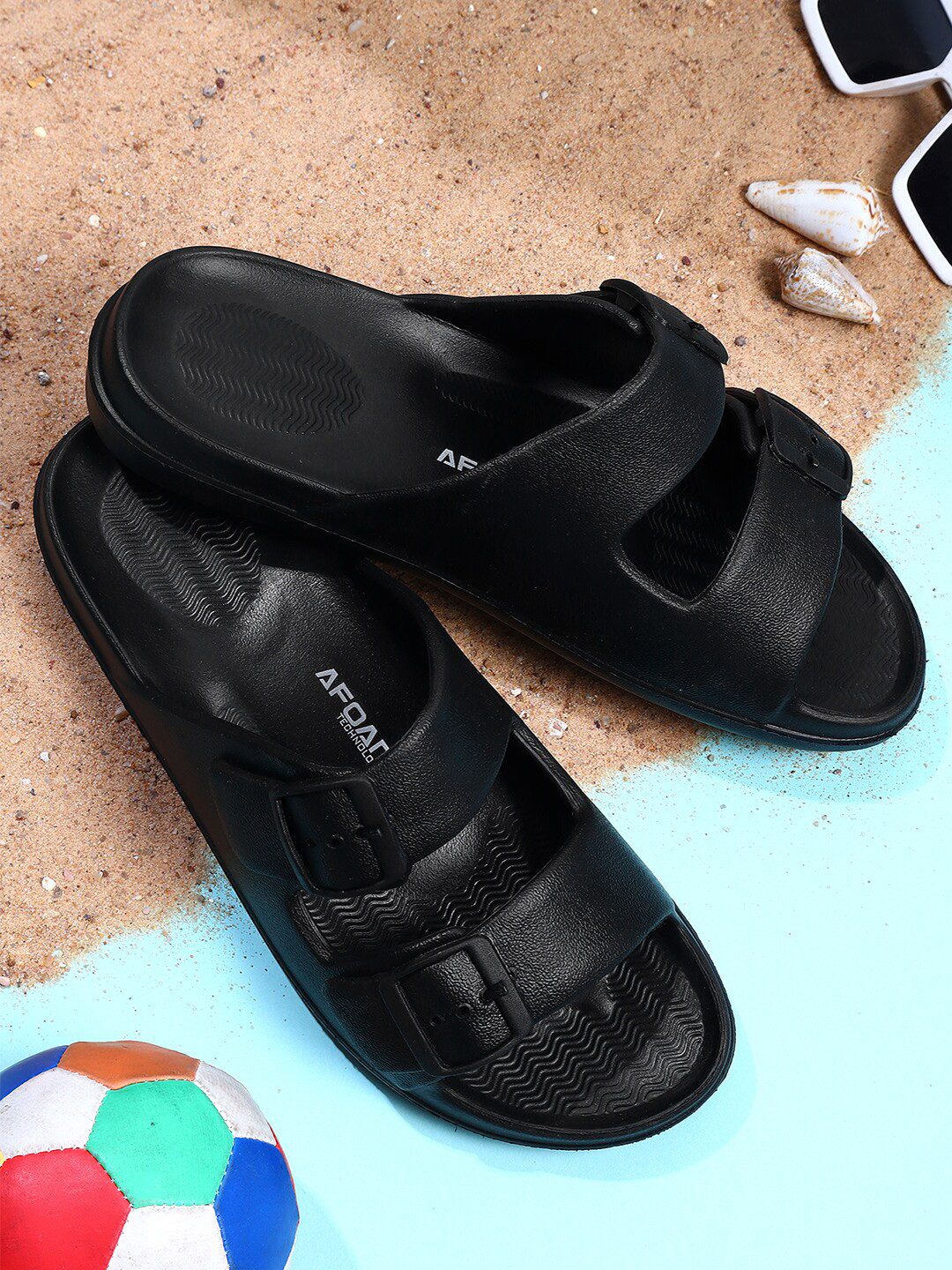 

Airson Men Rubber Sliders, Black