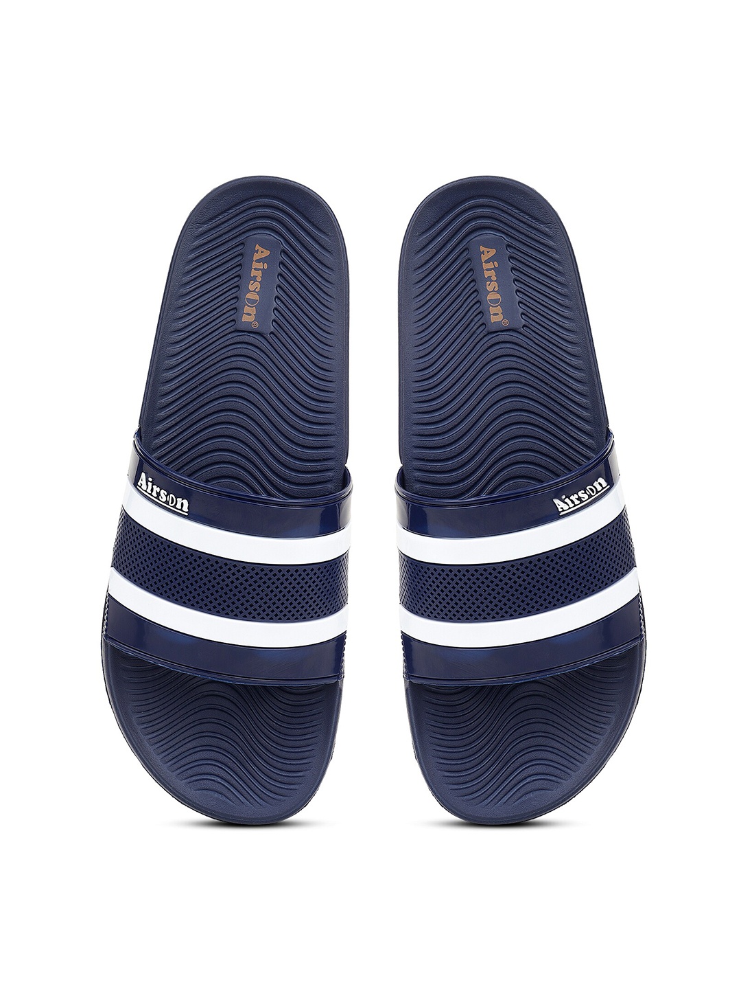

Airson Men Striped Rubber Sliders, Navy blue