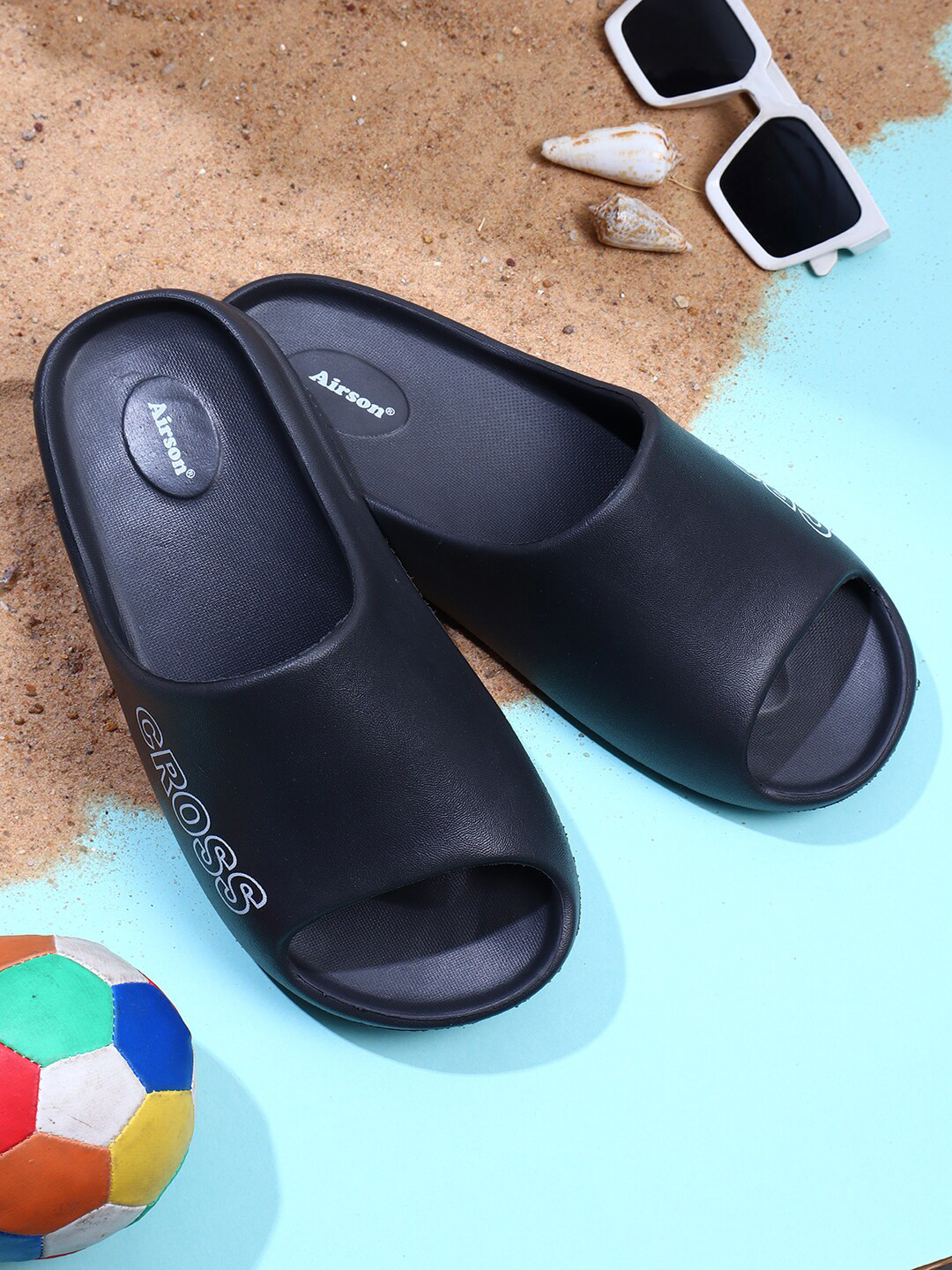 

Airson Men Rubber Sliders, Black