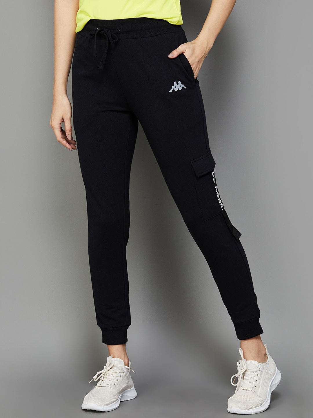 

Kappa Women Typographic Printed Cotton Joggers, Black