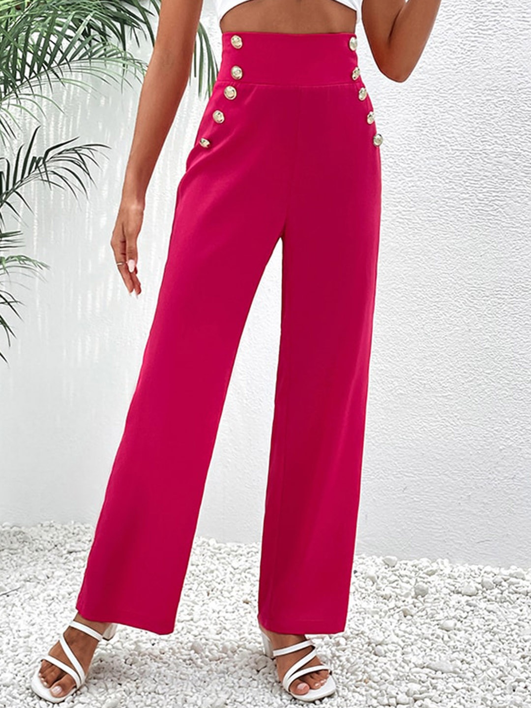 

StyleCast Women Pink High-Rise Easy Wash Parallel Trousers